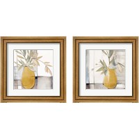 Framed 'Golden Afternoon Bamboo Leaves 2 Piece Framed Art Print Set' border=