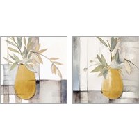 Framed 'Golden Afternoon Bamboo Leaves 2 Piece Art Print Set' border=