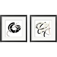 Framed 'Scrolling Black & White Abstract 2 Piece Framed Art Print Set' border=