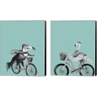 Framed 'What a Wild Ride on Teal 2 Piece Canvas Print Set' border=