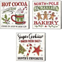 Framed 'Christmas Treats 3 Piece Canvas Print Set' border=