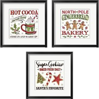 Framed 'Christmas Treats 3 Piece Framed Art Print Set' border=