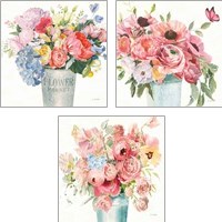 Framed 'Boho Bouquet 3 Piece Art Print Set' border=