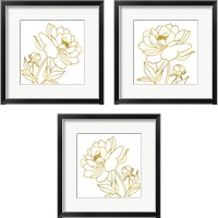 Framed 'Gold Floral 3 Piece Framed Art Print Set' border=