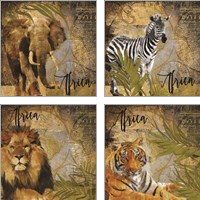 Framed 'Taste of Africa 4 Piece Art Print Set' border=