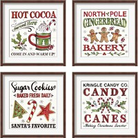 Framed 'Christmas Treats 4 Piece Framed Art Print Set' border=