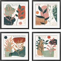 Framed 'Abstract Blossom 4 Piece Framed Art Print Set' border=