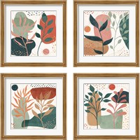 Framed 'Abstract Blossom 4 Piece Framed Art Print Set' border=