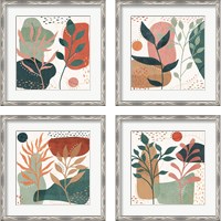 Framed 'Abstract Blossom 4 Piece Framed Art Print Set' border=