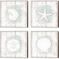 Framed 'Calming Coastal 4 Piece Canvas Print Set' border=