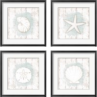 Framed 'Calming Coastal 4 Piece Framed Art Print Set' border=