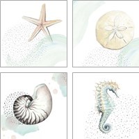 Framed 'Turquoise Sea Life 4 Piece Art Print Set' border=