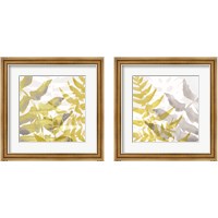 Framed 'Yellow-Gray Leaves 2 Piece Framed Art Print Set' border=