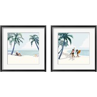 Framed 'Palm Tree Paradise 2 Piece Framed Art Print Set' border=