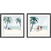 Framed 'Palm Tree Paradise 2 Piece Framed Art Print Set' border=