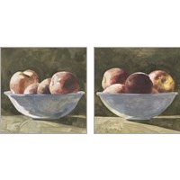 Framed 'Bowl of Peaches 2 Piece Art Print Set' border=