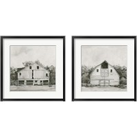 Framed 'Solemn Barn Sketch 2 Piece Framed Art Print Set' border=