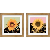 Framed 'Pop Art Sunflower 2 Piece Framed Art Print Set' border=