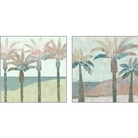 Framed 'Retro Palms 2 Piece Art Print Set' border=