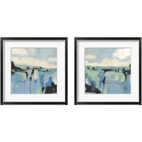 Framed 'Abstract Shades of Blue 2 Piece Framed Art Print Set' border=