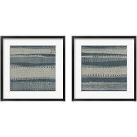 Framed 'Blue Dusk Textile 2 Piece Framed Art Print Set' border=