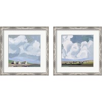 Framed 'Quiet Village 2 Piece Framed Art Print Set' border=