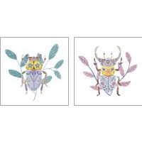 Framed 'Floral Beetles 2 Piece Art Print Set' border=