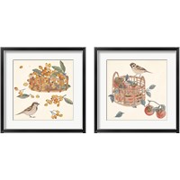 Framed 'Basket with Fruit2 Piece Framed Art Print Set' border=