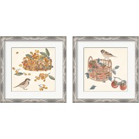 Framed 'Basket with Fruit2 Piece Framed Art Print Set' border=