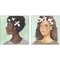 Framed 'Folk Art Portrait 2 Piece Art Print Set' border=