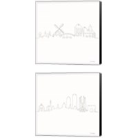 Framed 'Once Line City 2 Piece Canvas Print Set' border=