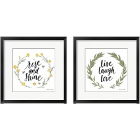 Framed 'Happy to Bee Home Words 2 Piece Framed Art Print Set' border=