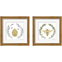 Framed 'Happy to Bee Home 2 Piece Framed Art Print Set' border=