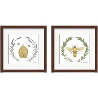 Framed 'Happy to Bee Home 2 Piece Framed Art Print Set' border=