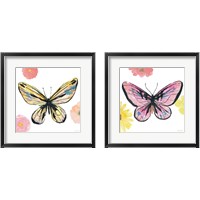 Framed 'Beautiful Butterfly 2 Piece Framed Art Print Set' border=