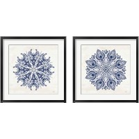 Framed 'Bohemian Vibes Mandala Blue 2 Piece Framed Art Print Set' border=