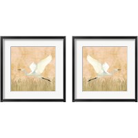 Framed 'Egret Alighting 2 Piece Framed Art Print Set' border=