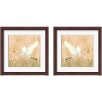 Framed 'Egret Alighting 2 Piece Framed Art Print Set' border=