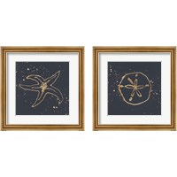 Framed 'Gold Sea Life 2 Piece Framed Art Print Set' border=