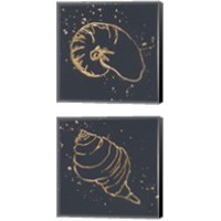 Framed 'Gold Sea Life 2 Piece Canvas Print Set' border=