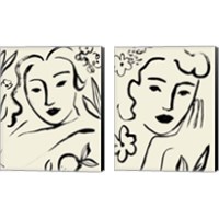 Framed 'Matisse's Muse Portrait 2 Piece Canvas Print Set' border=