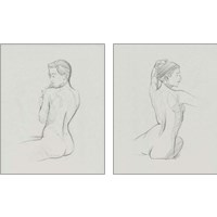 Framed 'Female Back Sketch 2 Piece Art Print Set' border=