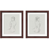 Framed 'Female Back Sketch 2 Piece Framed Art Print Set' border=