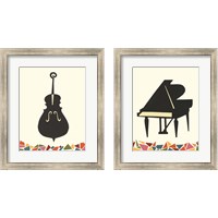 Framed 'Cut Paper Instruments 2 Piece Framed Art Print Set' border=