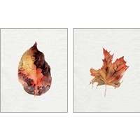 Framed 'Watercolor Autumn Leaf 2 Piece Art Print Set' border=