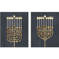 Framed 'Golden Hanukkah 2 Piece Art Print Set' border=