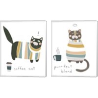 Framed 'Coffee Cats 2 Piece Canvas Print Set' border=