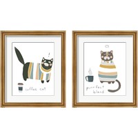 Framed 'Coffee Cats 2 Piece Framed Art Print Set' border=