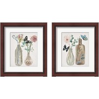 Framed 'Butterflies & Flowers 2 Piece Framed Art Print Set' border=