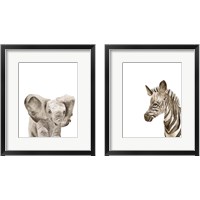 Framed 'Safari Animal Portraits 2 Piece Framed Art Print Set' border=